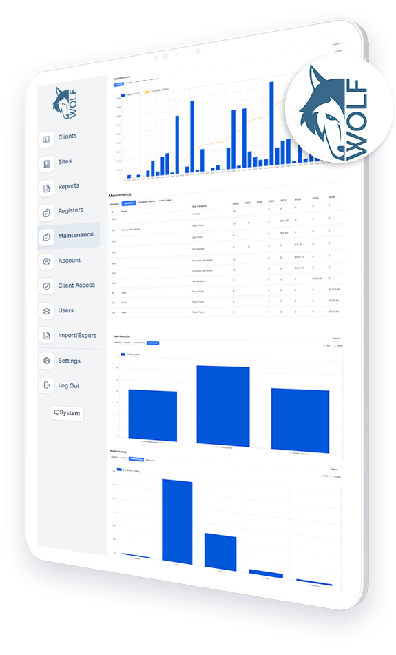 StrataWOLF Whole of Life Forecasting system displayed on iPad - Strata budget planning software